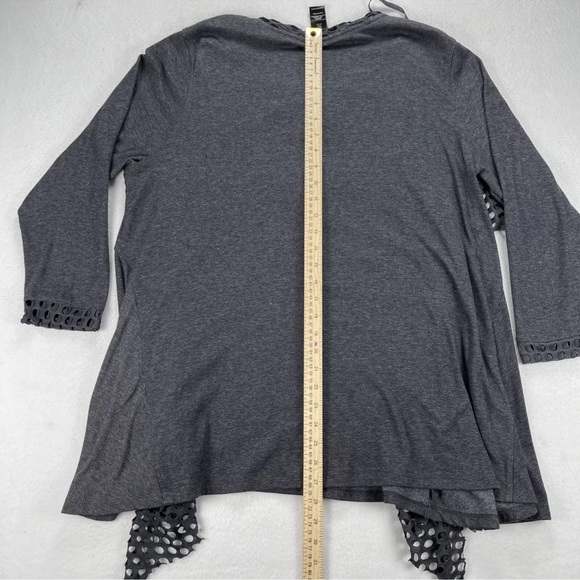 Ali Miles One-Piece Floral Drape Front Abstract Blouse Shirt Top Gray Plus 1X - Picture 11 of 11